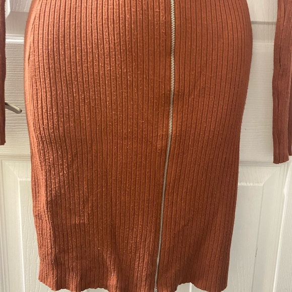 Say What Women’s Brown Zipper Sweater Dress With Belt Size Small - Picture 4 of 10